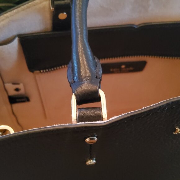 Kate Spade NY Black Pebble Leather Satchel with Crossbody Strap - Picture 3 of 10
